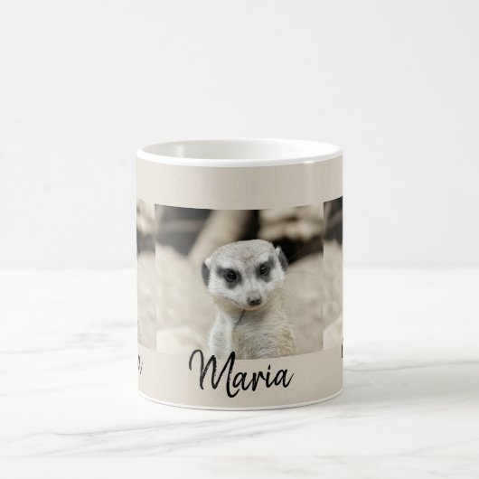Meerkat Beige Schwarze Tasse (Mittel)