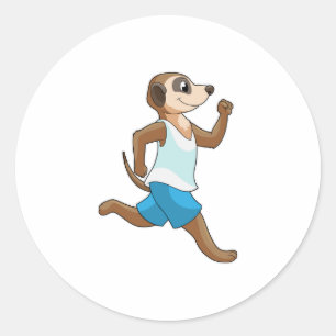 Meerkat beim Laufsport Runder Aufkleber