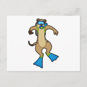 Meerkat beim Tauchen mit Schwimmbrille Postkarte
