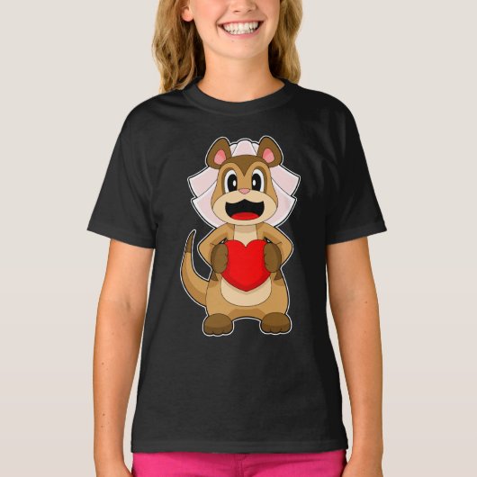Meerkat Bride Heart Wedding T-Shirt (Vorderseite)