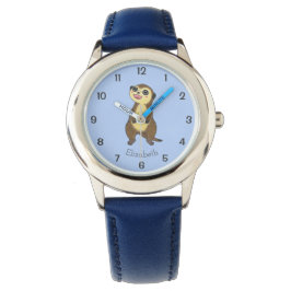 Meerkat Cartoon Einfach blaue Kinder Name Beobacht Armbanduhr