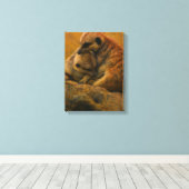 Meerkat Cuddle - erdgetönte Malerei auf wild leben Leinwanddruck (Insitu (Holzboden))