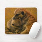 Meerkat Cuddle - erdgetönte Malerei auf wild leben Mousepad (Mit Mouse)
