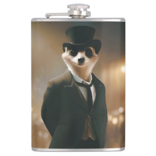 Meerkat, das für Veranstaltungen in der Schwarzen Flachmann