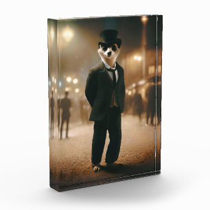 Meerkat, das für Veranstaltungen in der Schwarzen Fotoblock