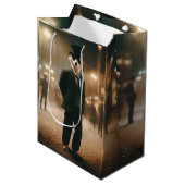 Meerkat, das für Veranstaltungen in der Schwarzen Mittlere Geschenktüte (Vorderseite Schrägansicht)