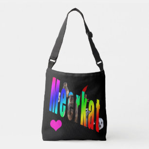Meerkat Dimensional Logo Black Crossbody Bag. Tragetaschen Mit Langen Trägern