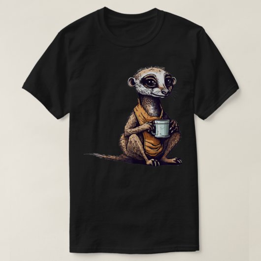 Meerkat Drink Kaffee Funny Süße Tier Meerkat T-Shirt (Design vorne)
