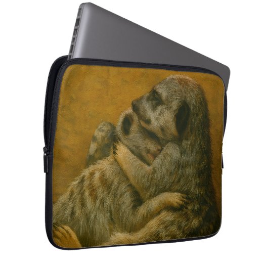 Meerkat Embrace - Heartfelt Wildlife Art Print Laptopschutzhülle (Vorne Rechts)