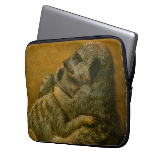 Meerkat Embrace - Heartfelt Wildlife Art Print Laptopschutzhülle (Vorderseite Links)