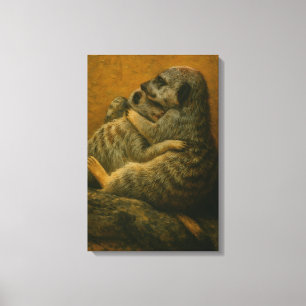 Meerkat Embrace - Heartfelt Wildlife Art Print Leinwanddruck