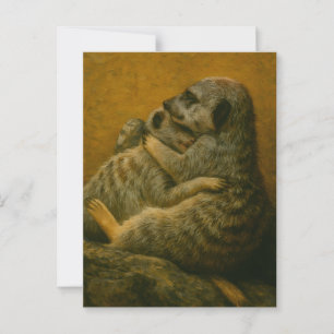Meerkat Embrace - Heartfelt Wildlife Art Print Postkarte