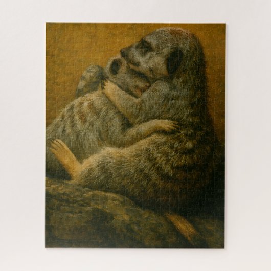 Meerkat Embrace - Heartfelt Wildlife Art Print Puzzle (Vertikal)