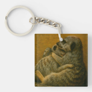 Meerkat Embrace - Heartfelt Wildlife Art Print Schlüsselanhänger