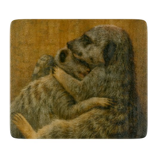 Meerkat Embrace - Heartfelt Wildlife Art Print Schneidebrett (Vorderseite)