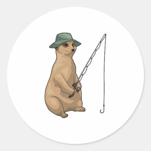 Meerkat Fishing Fisher Runder Aufkleber (Vorderseite)
