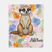Meerkat Floral Background Print Fleecedecke (Vorderseite)