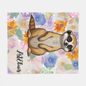 Meerkat Floral Background Print Fleecedecke (Vorderseite (Horizontal))