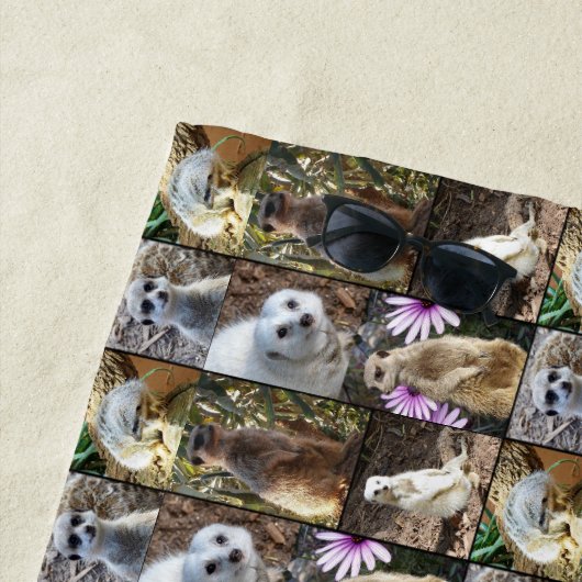 Meerkat Foto Collage, Strandtuch (Beispiel)