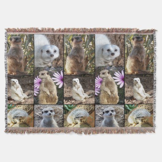 Meerkat Foto Collage Woven Throw Blanket Decke (Vorderseite)