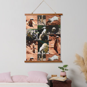 Meerkat FotoCollage, Holztäfelung Wand hing Wandteppich Mit Holzrahmen