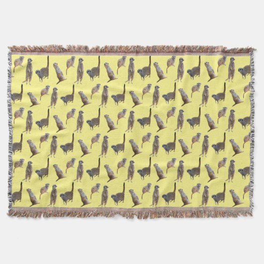 Meerkat Frenzy Throw Blanket (Gelb) Decke (Vorderseite)