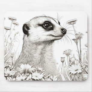 Meerkat Friedlich Nature Prairie Sketch Zeichnend Mousepad