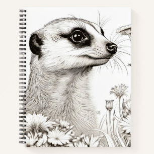 Meerkat Friedlich Nature Prairie Sketch Zeichnend Notizblock