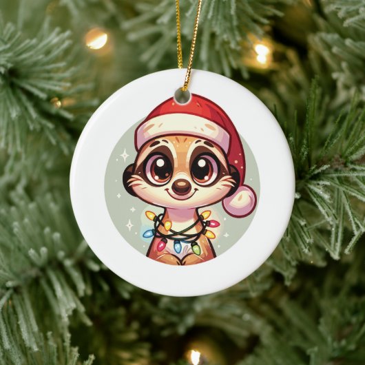Meerkat Frohe Weihnachts Winter Tiere Meerkats Keramik Ornament (Baum)
