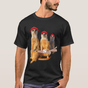 Meerkat Gang Familie mit Baseball Bat Cap Cappy Fu T-Shirt