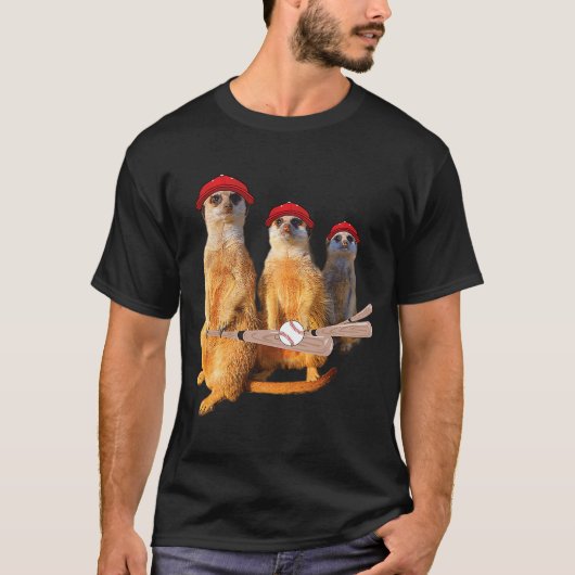 Meerkat Gang Familie mit Baseball Bat Cap Cappy Fu T-Shirt (Vorderseite)