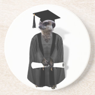 Meerkat Graduate W/Gray Gown & Black Sash Getränkeuntersetzer