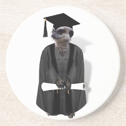 Meerkat Graduate W/Gray Gown & Black Sash Getränkeuntersetzer (Vorne)