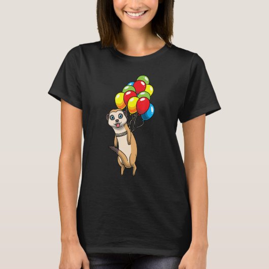 Meerkat hanging auf Balloons Suricate African Anim T-Shirt (Vorderseite)