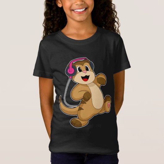 Meerkat Headphone Music T-Shirt (Vorderseite)