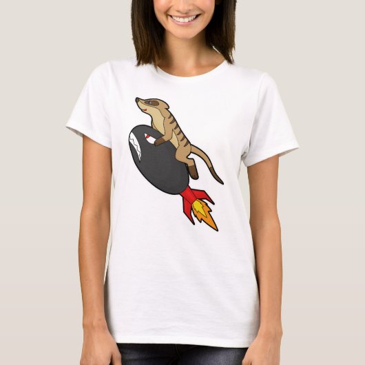 Meerkat im Flug mit Rakete T-Shirt (Vorderseite)