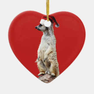 Meerkat in einer Weihnachtsmannmütze Keramik Ornament
