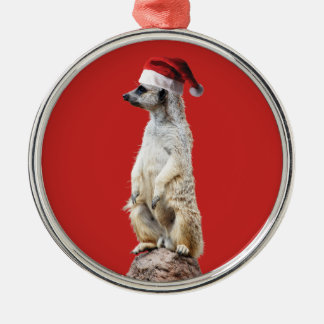 Meerkat in einer Weihnachtsmannmütze Ornament Aus Metall