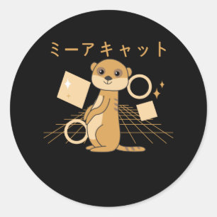 Meerkat Japanisch Kawaii Tiere Retro Niedlich Runder Aufkleber