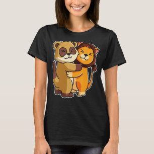 Meerkat & Lion Hug Niedliche Zootiere für Frauen C T-Shirt