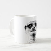 Meerkat Lover T - Shirt - Realistisch Black & Whit Kaffeetasse (Vorderseite Links)