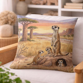 Meerkat Mama und ihre Kleinen Safari-Tiere  Kissen