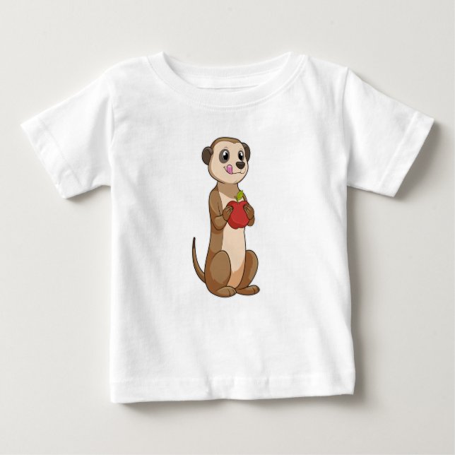 Meerkat mit Apple Baby T-shirt (Vorderseite)