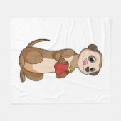 Meerkat mit Apple Fleecedecke (Vorderseite (Horizontal))