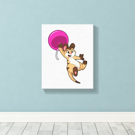 Meerkat mit Balloon Leinwanddruck (Insitu (Holzboden))