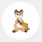 Meerkat mit Beutel Runder Aufkleber (Vorderseite)