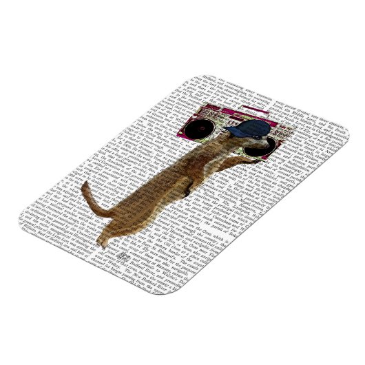 Meerkat mit Boom Box Ghetto Blaster 2 Magnet (Linke Seite)