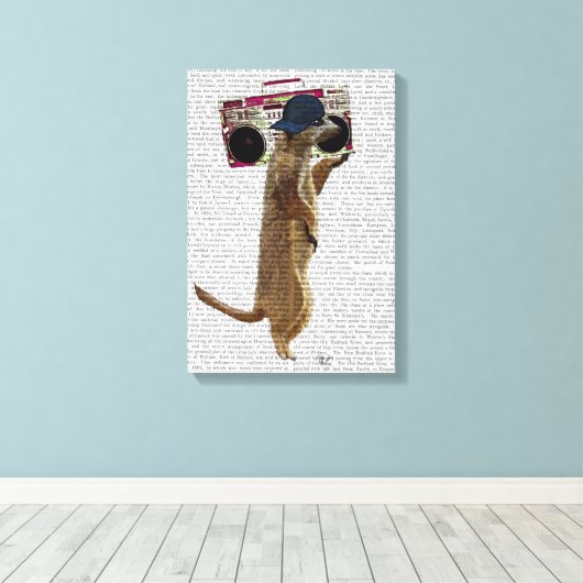 Meerkat mit Boom Box Ghetto Blaster Leinwanddruck (Insitu (Holzboden))