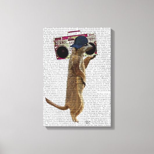 Meerkat mit Boom Box Ghetto Blaster Leinwanddruck (Vorderseite)
