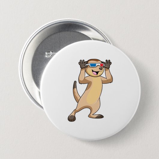 Meerkat mit Brille Button (Vorne & Hinten)